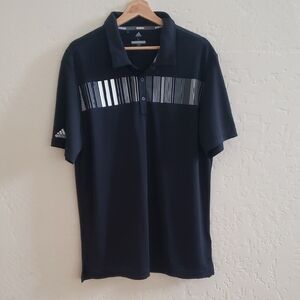Adidas Men's Dark Blue Polo with Stripe Detail